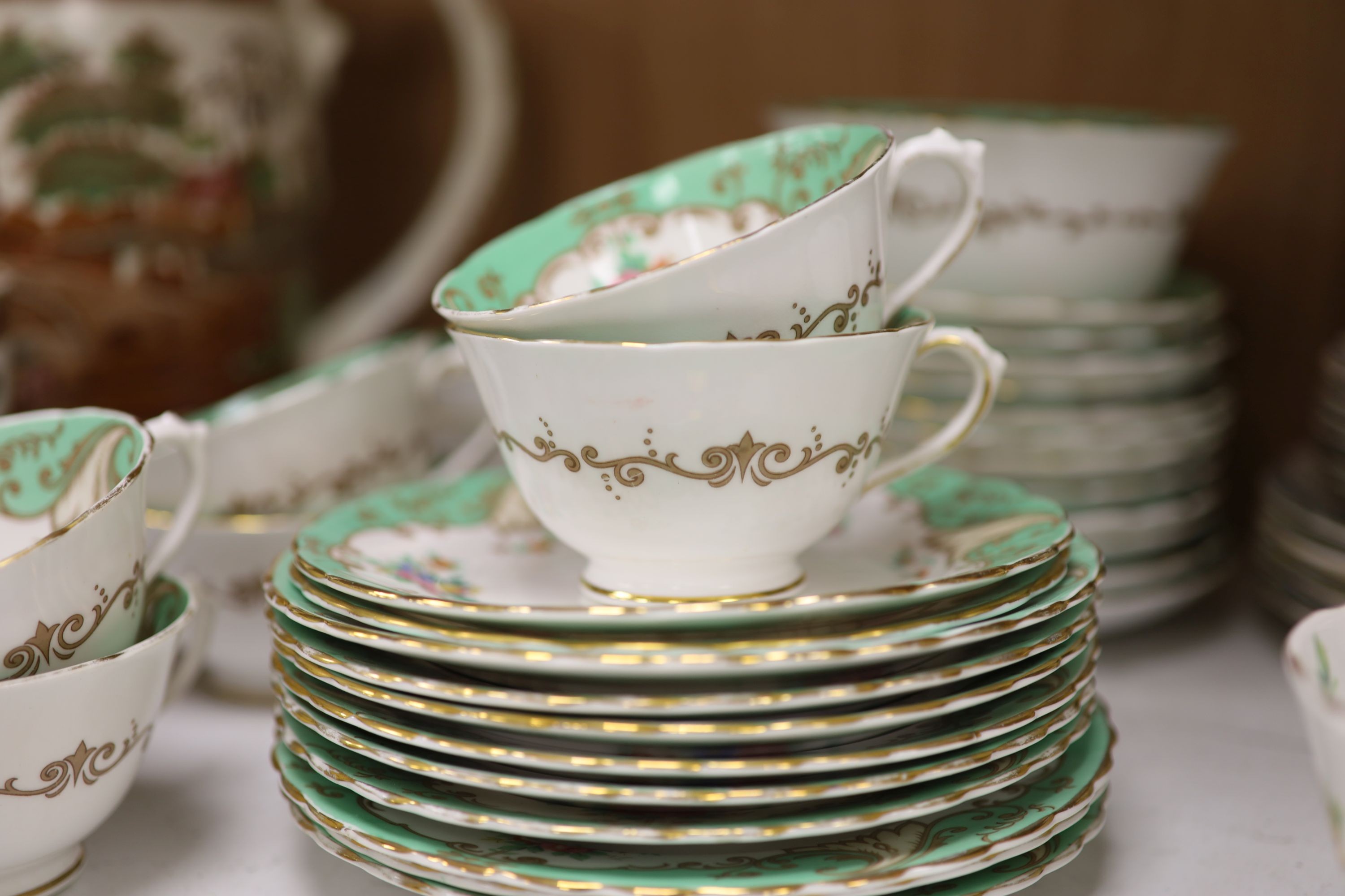 Mixed teaware, including Spode, Cauldon etc.